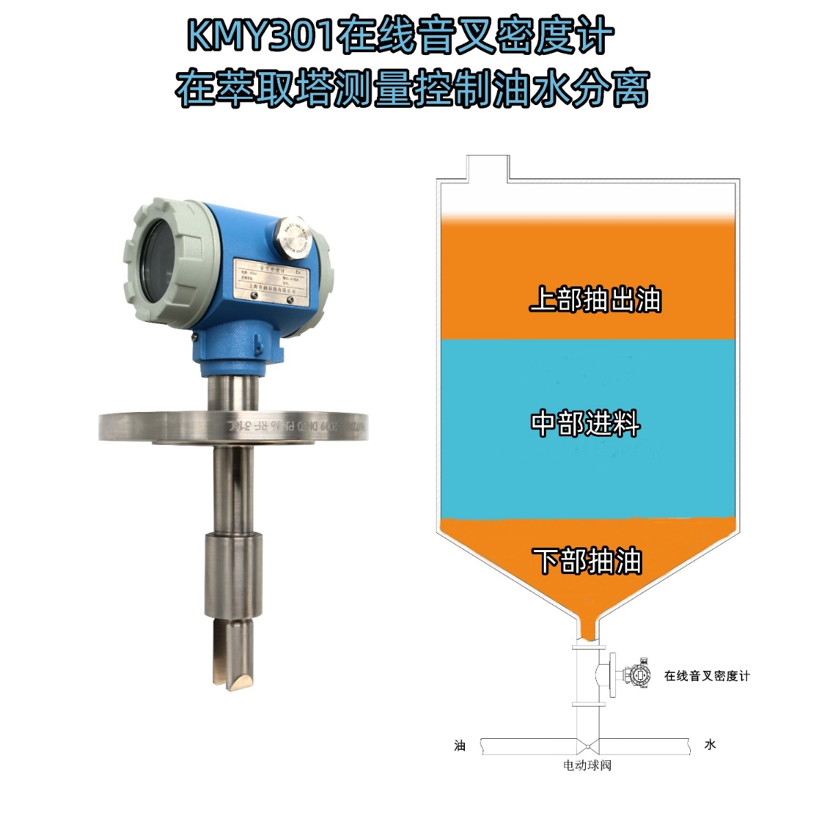 音叉密度计在萃取塔测量控制油水分离应用